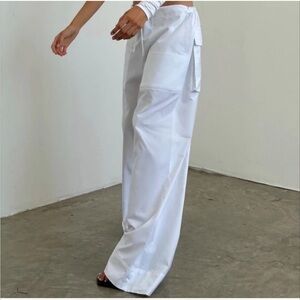 Local European wide leg pocket pant, white